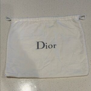 Dior Cream Drawstring Dust Pouch with Black Logo